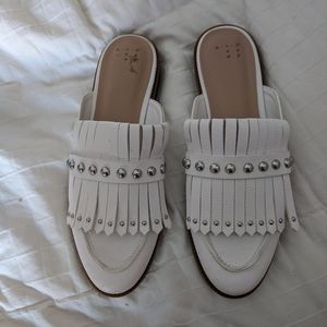 White Karoline Loafer Mules